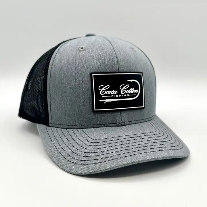 Coosa Cotton- Trucker Hat Heather Grey/ Black - Rubber Patch