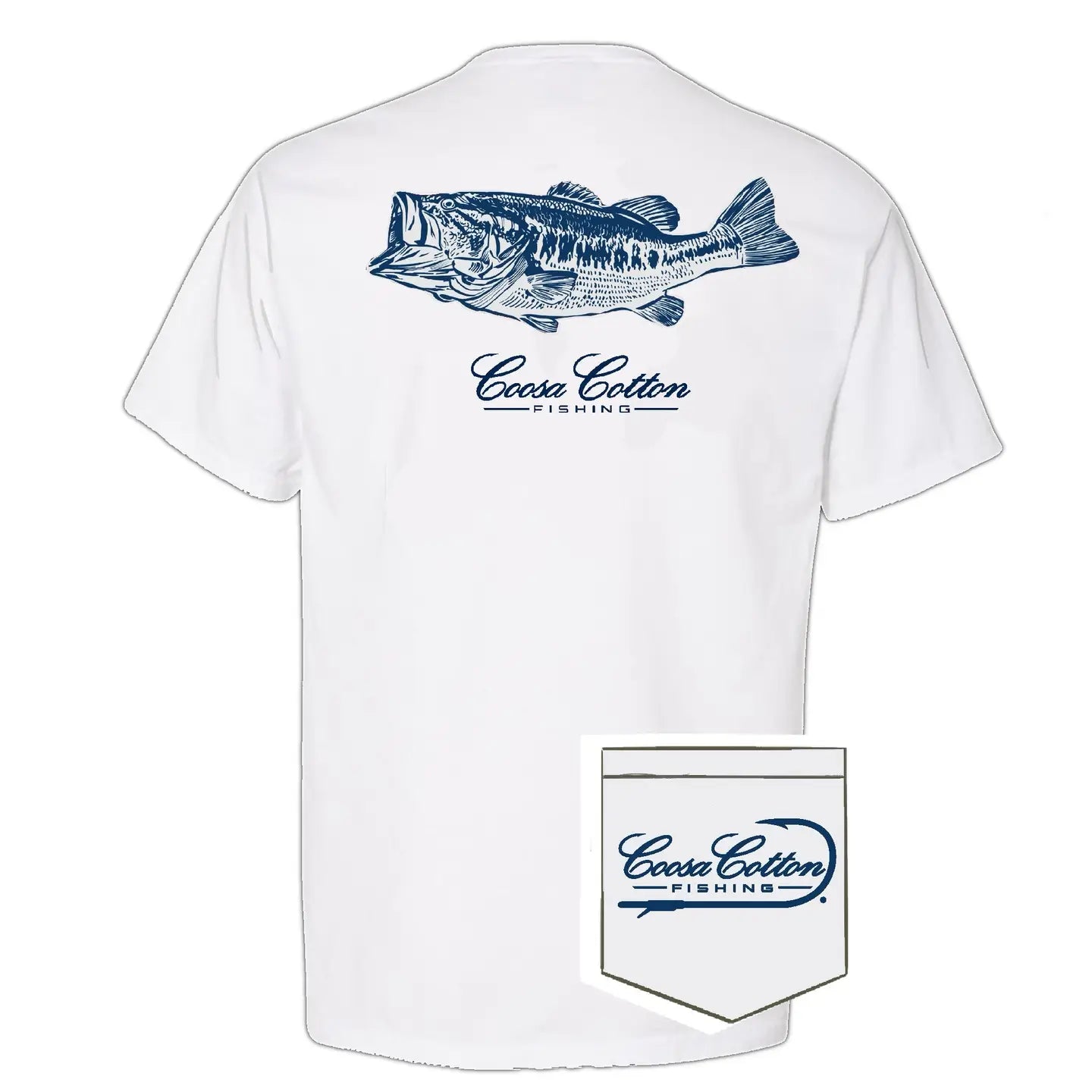 Coosa Cotton- Short Sleeve Pocket Tee | Largemouth Design | White