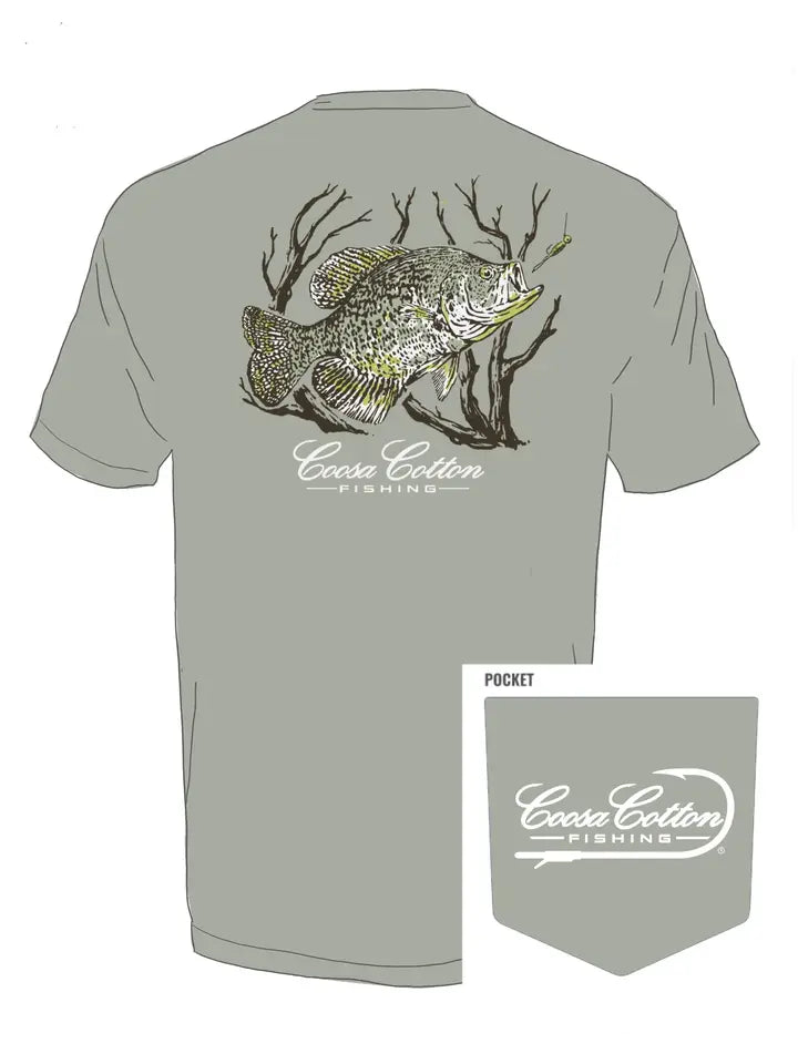 Coosa Cotton- Short Sleeve Pocket Tee | Crappie Top | Stone